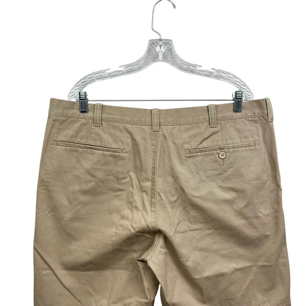 J. Crew Mens Chino Shorts Gramercy Flat Front Slit Pockets Zip Fly Tan Sz W38*